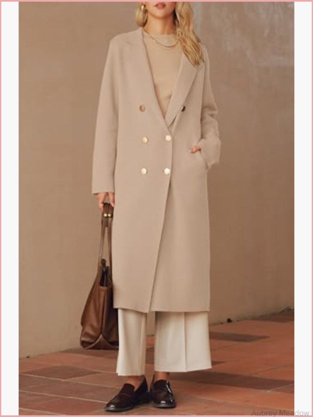 Double Breasted Wool Blend Long Cardigan Coat with Pockets - Picture 2 of 7